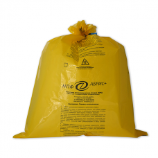 Пакет для утилизации мед. отходов 500х600, 20мкр класс Б Желтый (стяжка+печать)